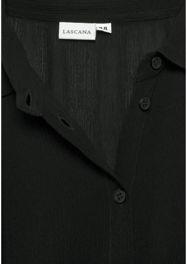 Lascana Jurk met overhemdkraag Cover-up gekreukte viscose maxijurk met split knoopsluiting voor - Foto 4