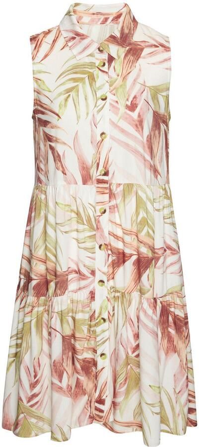 Lascana Jurk met overhemdkraag met alloverprint en volants mouwloze zomerjurk strandjurk - Foto 3