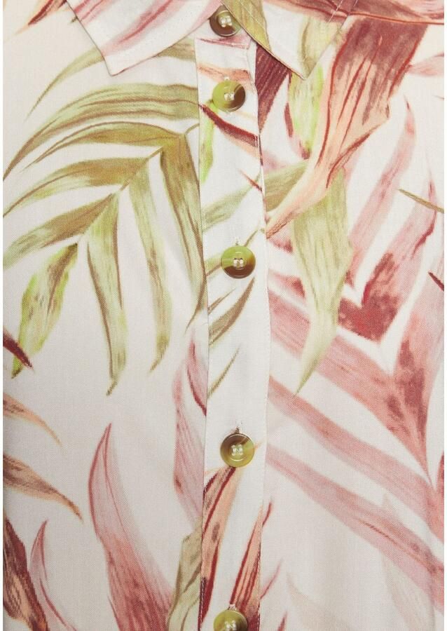 Lascana Jurk met overhemdkraag met alloverprint en volants mouwloze zomerjurk strandjurk