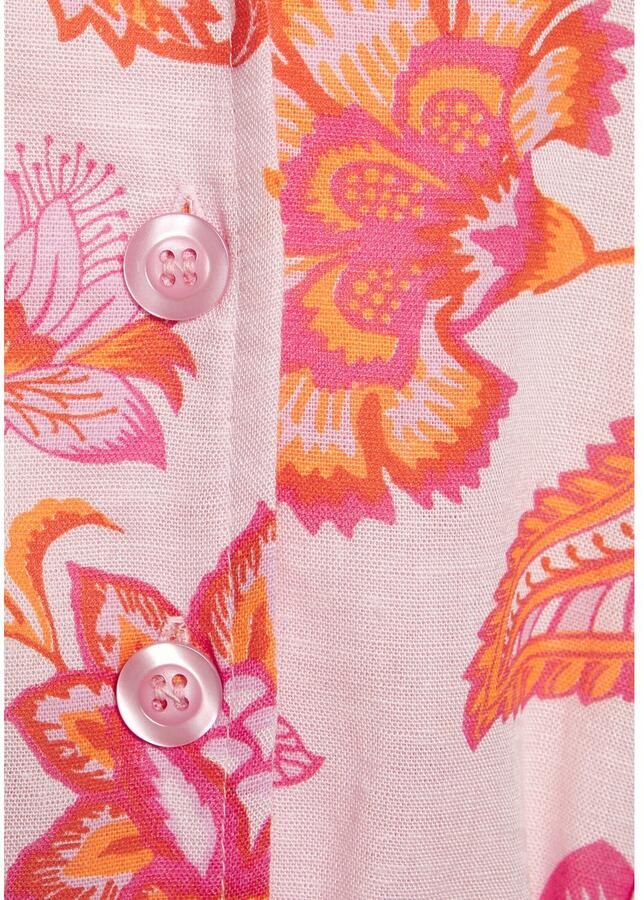 Lascana Jurk met overhemdkraag van linnenmix met reverskraag all-over print (Met een bindceintuur)