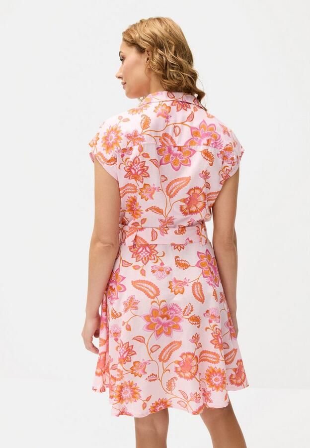 Lascana Jurk met overhemdkraag van linnenmix met reverskraag all-over print (Met een bindceintuur) - Foto 4