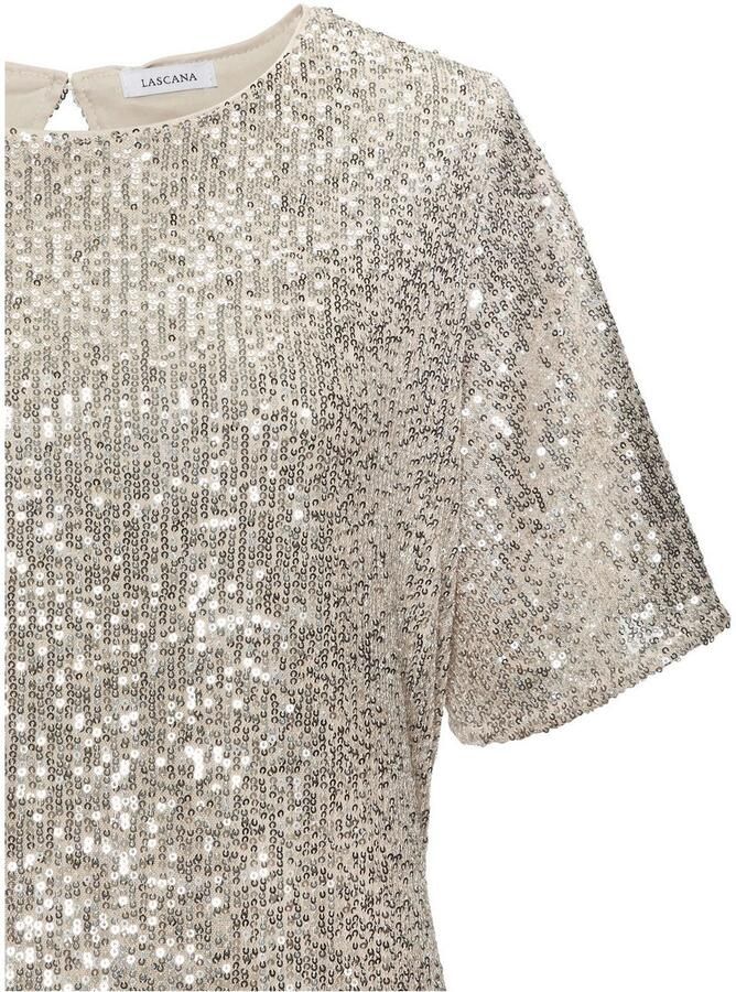 Lascana Jurk met pailletten feestelijk glitterjurk met korte mouwen