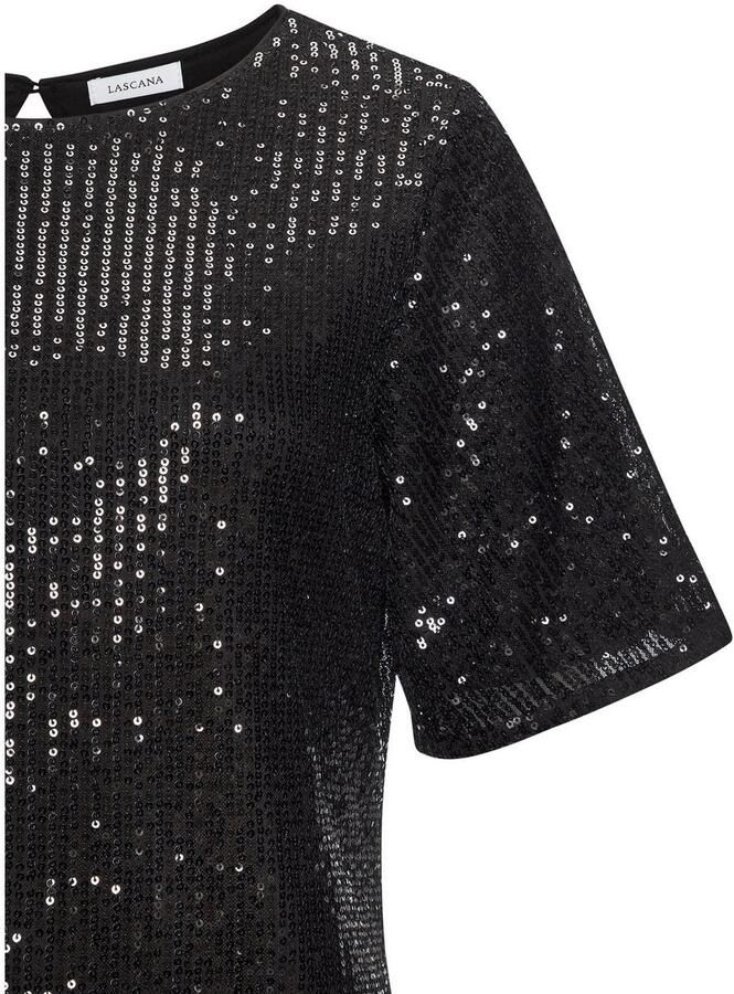 Lascana Jurk met pailletten feestelijk glitterjurk met korte mouwen