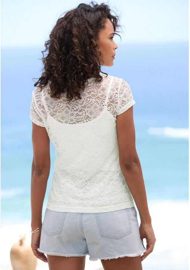 Lascana Kanten shirt met bloemmotief (set +Top) - Foto 4