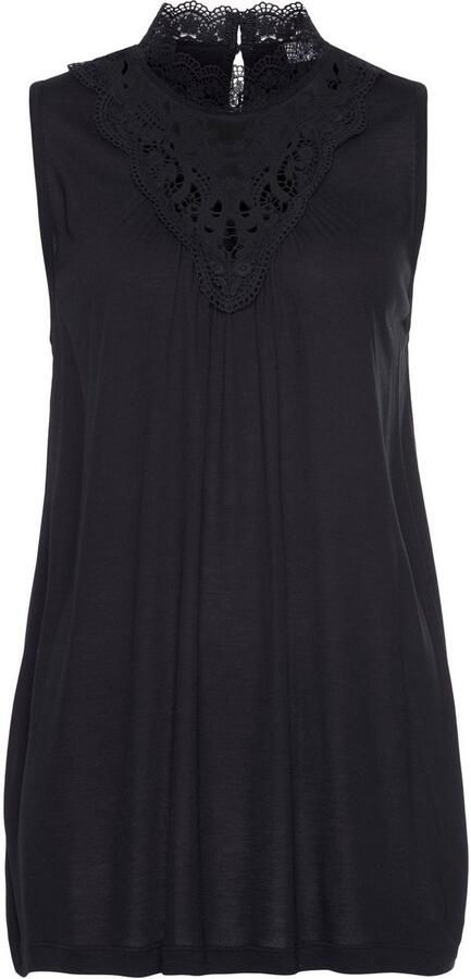 Lascana Kanten top met modieuze opstaande kraag elegante jerseytop met kant - Foto 6