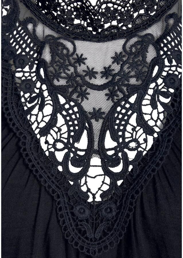 Lascana Kanten top met modieuze opstaande kraag elegante jerseytop met kant