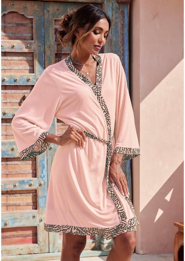 Lascana Kimono met gedessineerde contrastbies - Foto 4