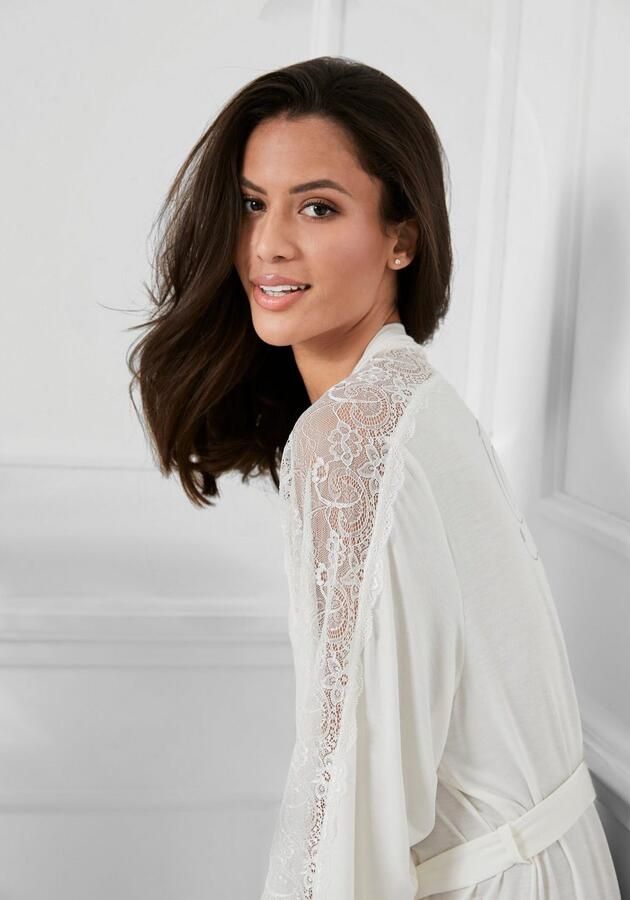 Lascana Kimono met kantinzet aan mouw schouder + rug - Foto 4