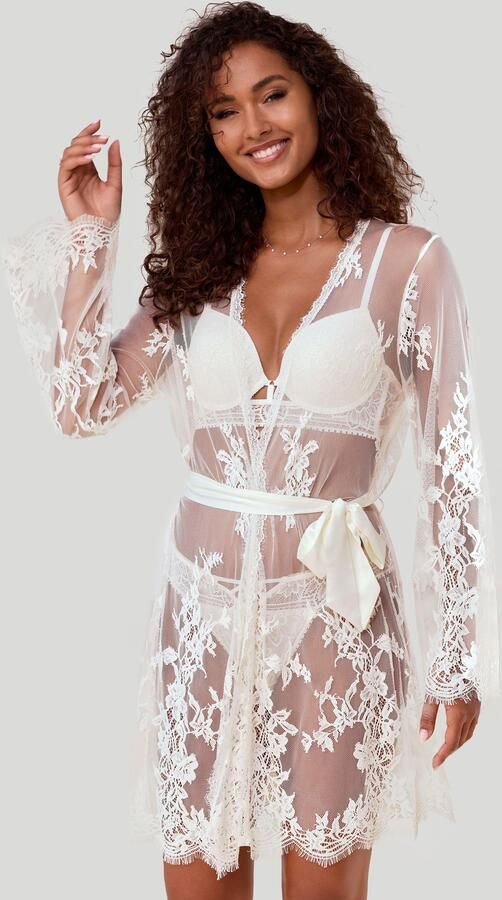 Lascana Kimono van prachtige eyelash-kant sexy lingerie verleiding ondergoed - Foto 3