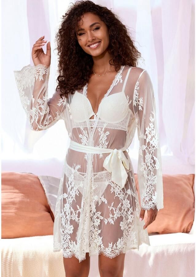 Lascana Kimono van prachtige eyelash-kant sexy lingerie verleiding ondergoed - Foto 2