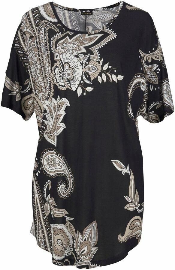 Lascana Lang shirt met cut-outs op de schouders all-over print blousejurk off-the-shoulder - Foto 5