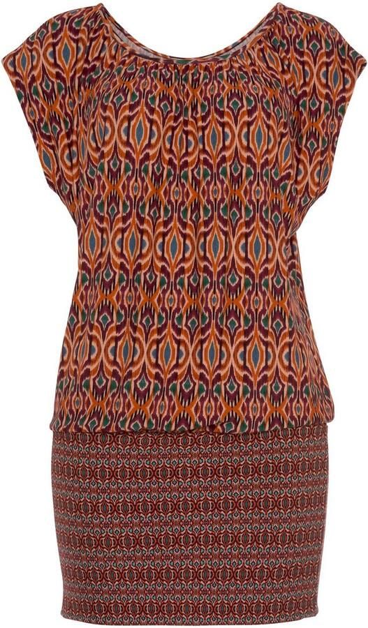 Lascana Lang shirt met etnische print shirt met korte mouwen blousejurk - Foto 4