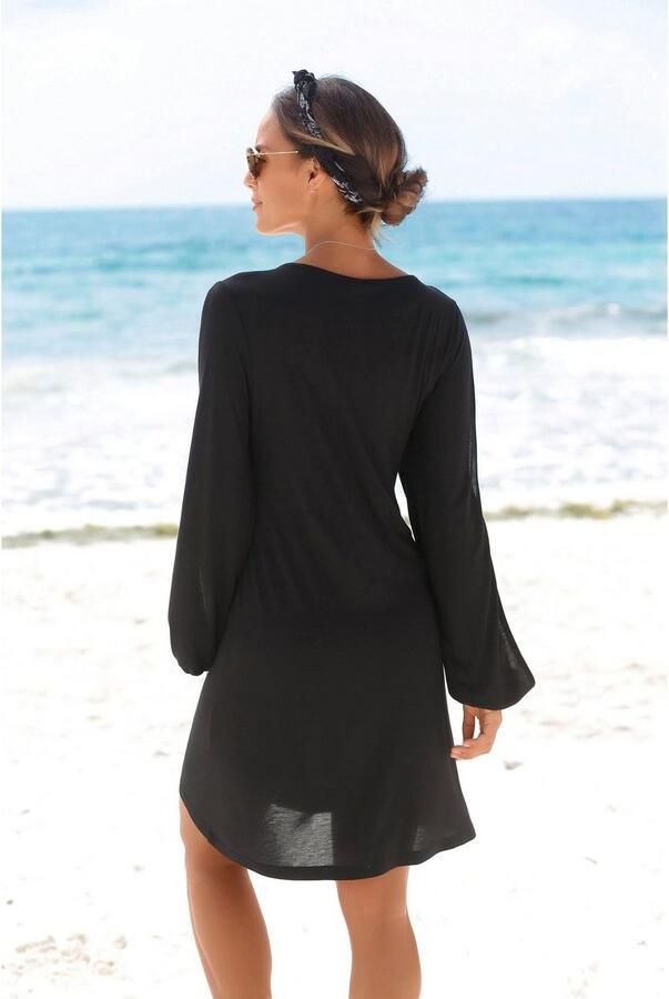 Lascana Lang shirt met splitjes aan de mouwen blousejurk strandjurk - Foto 4