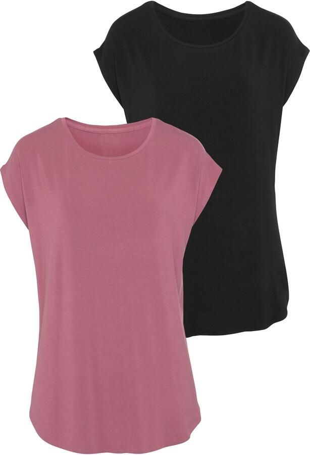 Lascana Lang shirt Met sterk afgeronde zoom van zachte viscose-stretch (2-delig Set van 2) - Foto 5