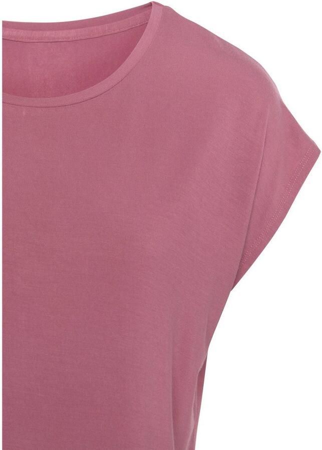 Lascana Lang shirt Met sterk afgeronde zoom van zachte viscose-stretch (2-delig Set van 2)