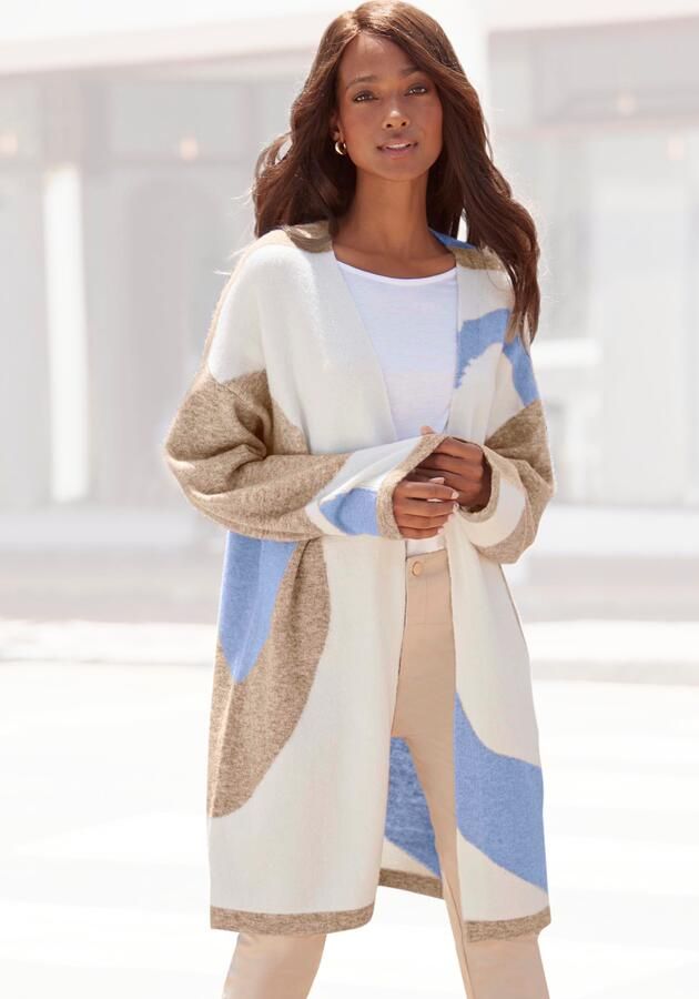 Lascana Lang vest met patroon zachte cardigan comfortabele pasvorm - Foto 12