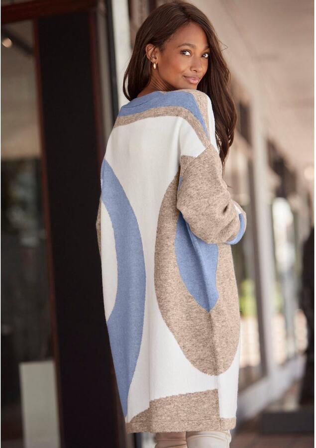 Lascana Lang vest met patroon zachte cardigan comfortabele pasvorm - Foto 2