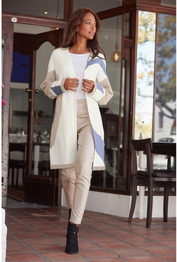 Lascana Lang vest met patroon zachte cardigan comfortabele pasvorm - Foto 3