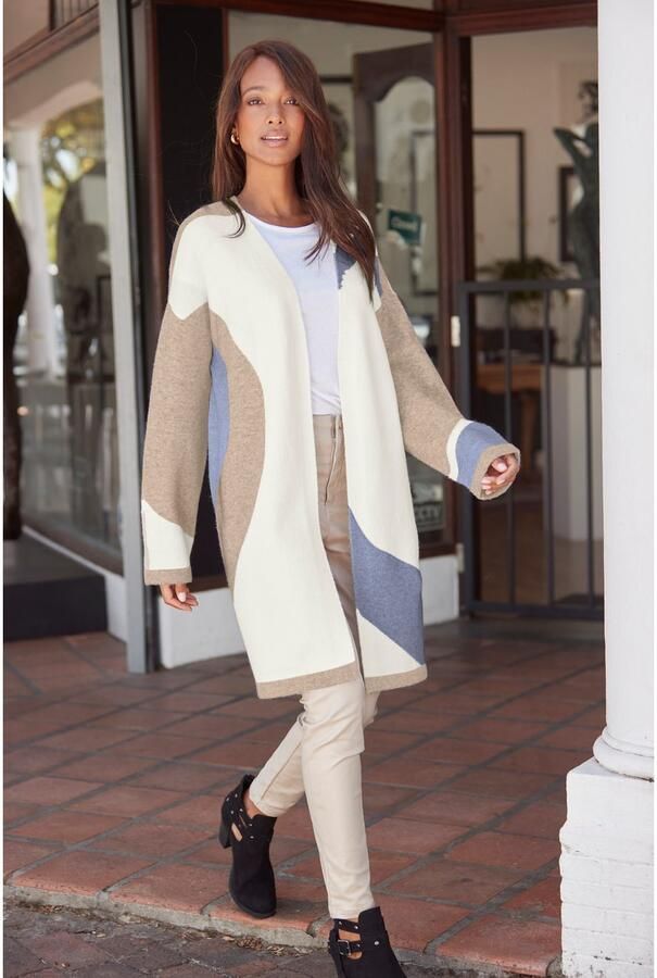 Lascana Lang vest met patroon zachte cardigan comfortabele pasvorm - Foto 7