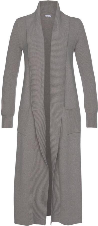 Lascana Lang vest met ribbrei-details en zakken casual gebreide mantel - Foto 6