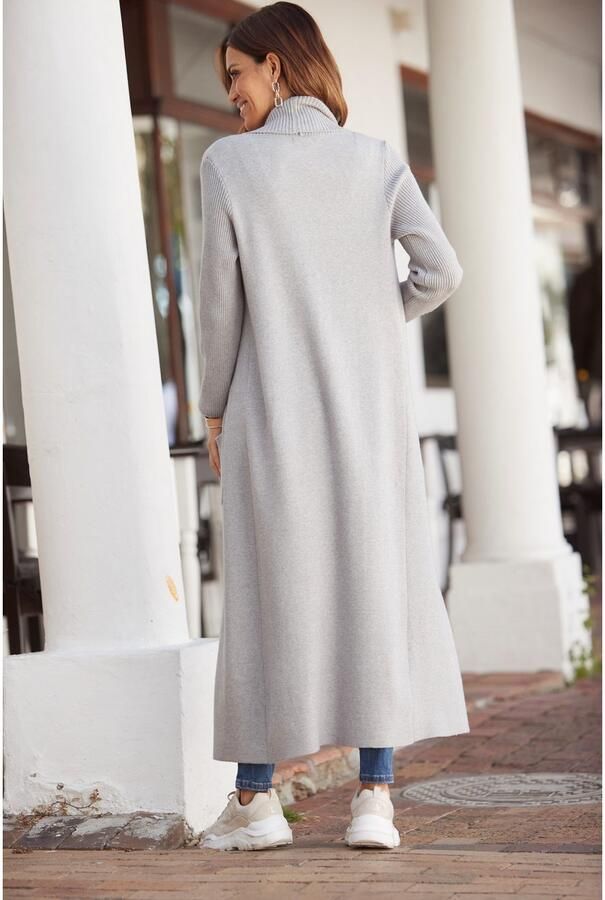 Lascana Lang vest met ribbrei-details en zakken casual gebreide mantel - Foto 5