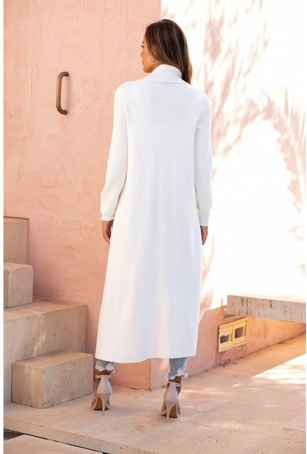 Lascana Lang vest met ribbrei-details en zakken casual gebreide mantel - Foto 6