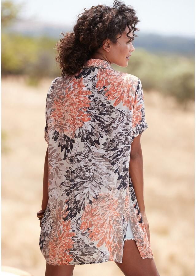 Lascana Lange blouse met bloemenprint zomerse hemdblouse met knoopsluiting