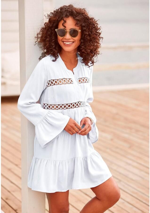 Lascana Lange blouse met kanten inzetstukken tuniek blousejurk strandkleding - Foto 4