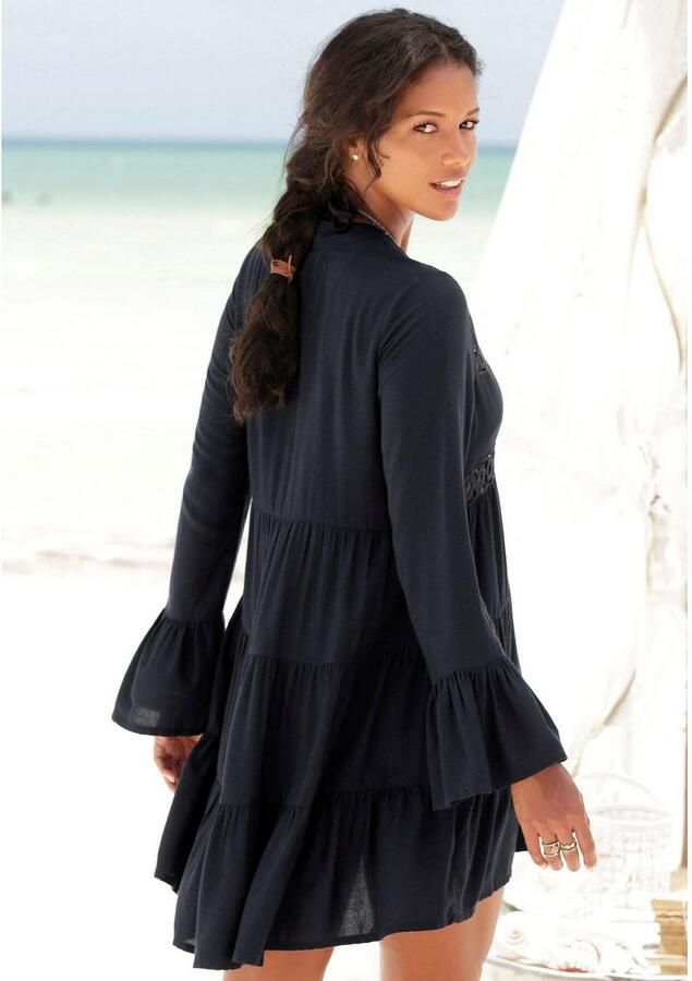 Lascana Lange blouse met kanten inzetstukken tuniek blousejurk strandkleding - Foto 4