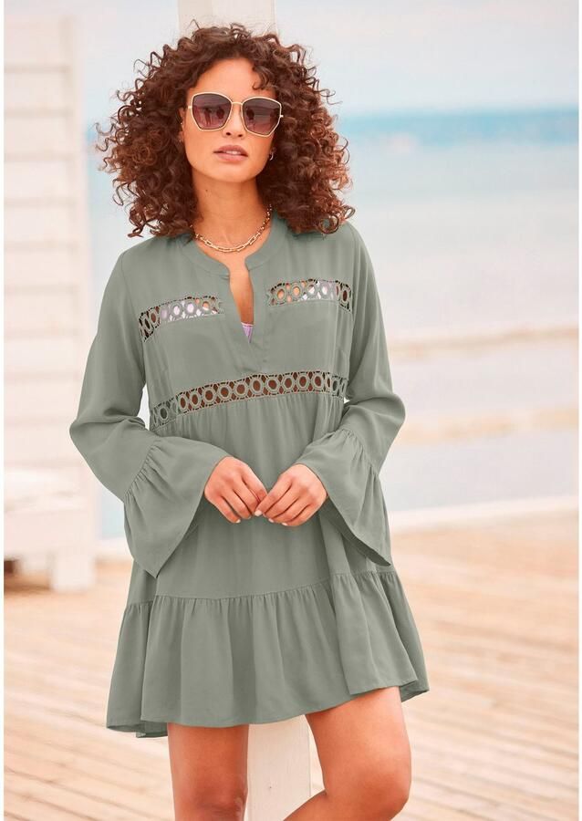 Lascana Lange blouse met kanten inzetstukken tuniek blousejurk strandkleding - Foto 2