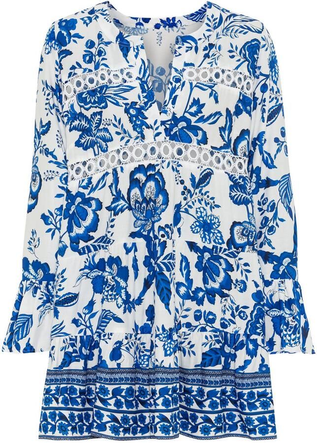 Lascana Lange blouse met kanten inzetstukken tuniek blousejurk strandkleding - Foto 5