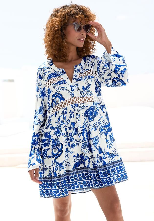 Lascana Lange blouse met kanten inzetstukken tuniek blousejurk strandkleding - Foto 3