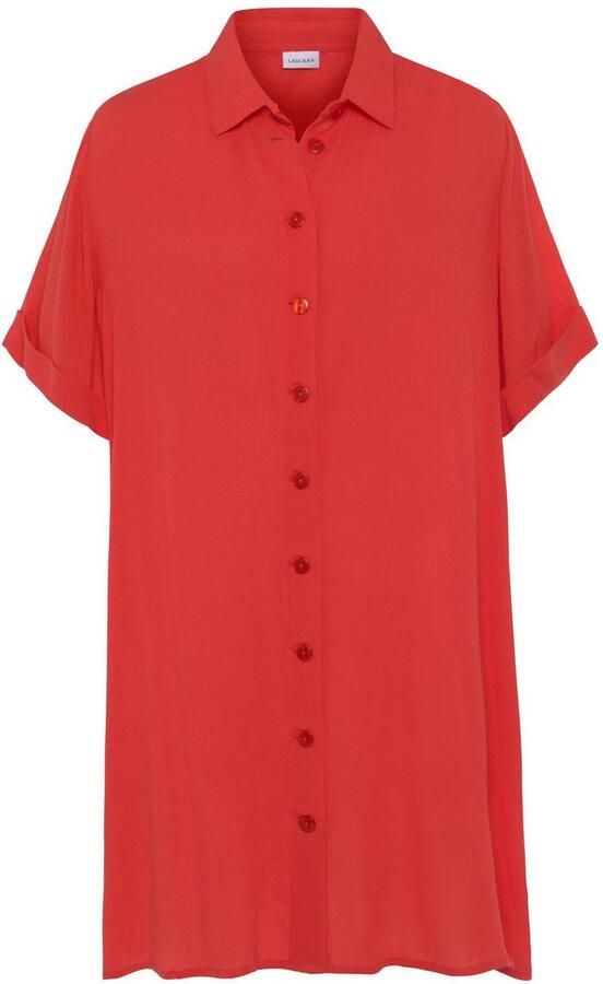 Lascana Lange blouse met knoopsluiting blouse met korte mouwen blousejurk zomers - Foto 5