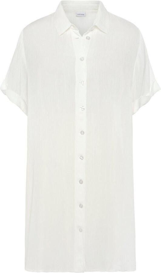 Lascana Lange blouse met knoopsluiting blouse met korte mouwen blousejurk zomers - Foto 6
