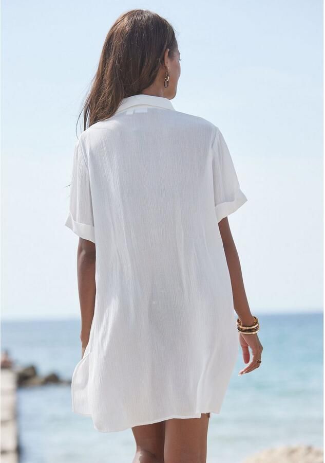 Lascana Lange blouse met knoopsluiting blouse met korte mouwen blousejurk zomers - Foto 3