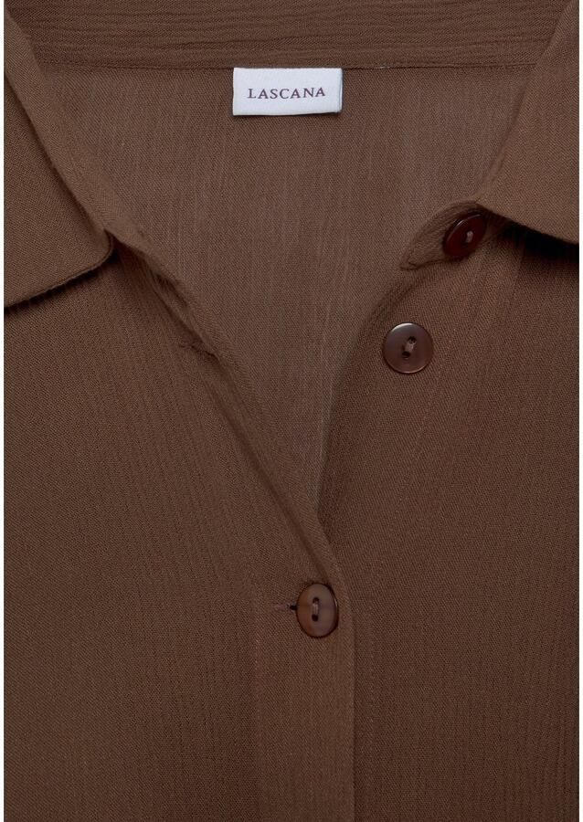 Lascana Lange blouse met knoopsluiting blouse met korte mouwen blousejurk zomers