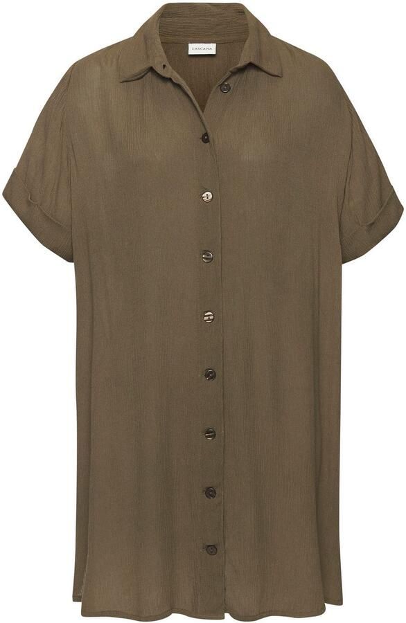 Lascana Lange blouse met knoopsluiting blouse met korte mouwen blousejurk zomers - Foto 3