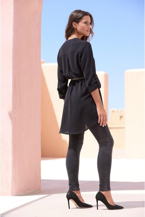 Lascana Lange blouse van glad materiaal loszittende blousejurk (Met riem in leer-look) - Foto 5