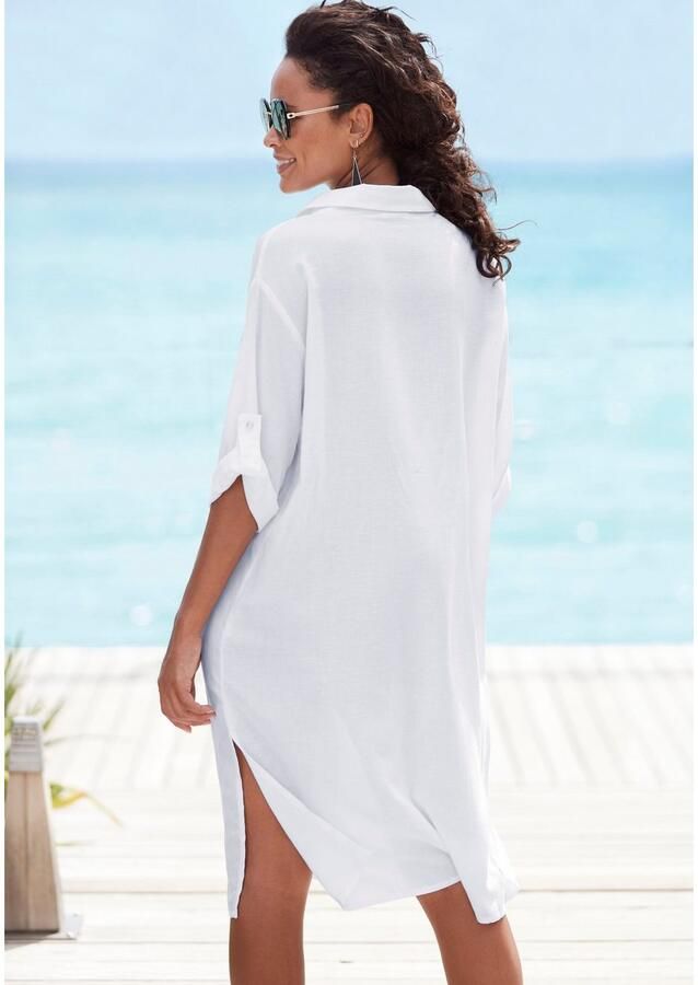 Lascana Lange blouse van lichte stof met linnenpercentage luchtige blousejurk