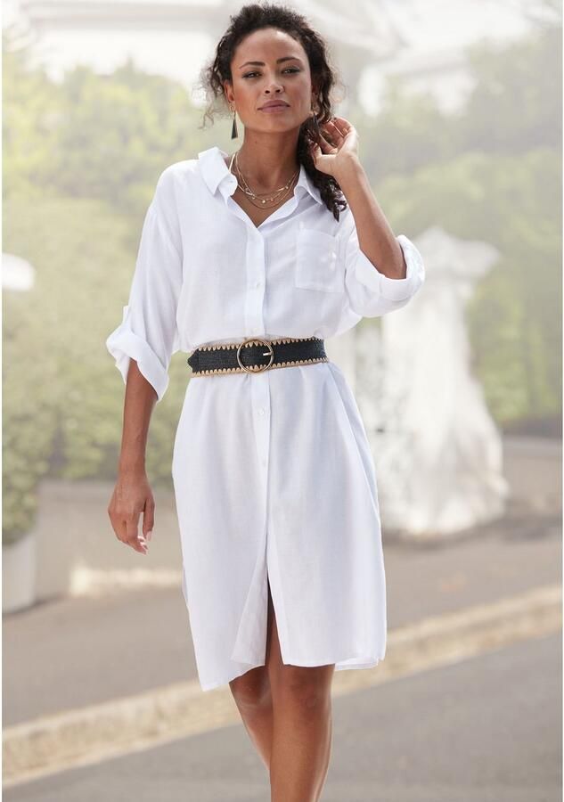 Lascana Lange blouse van lichte stof met linnenpercentage luchtige blousejurk - Foto 4