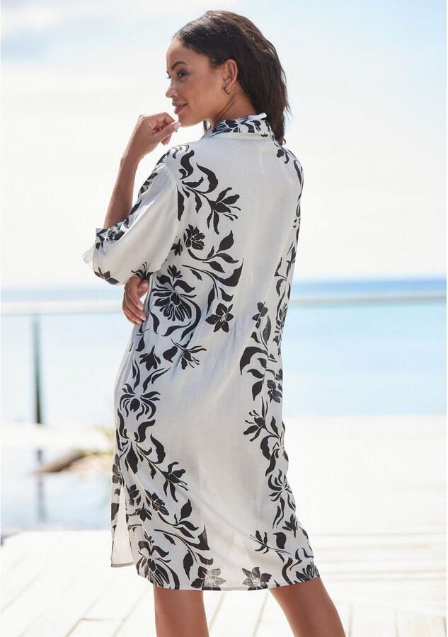 Lascana Lange blouse van zachte stof met linnenpercentage zomerse blousejurk - Foto 3