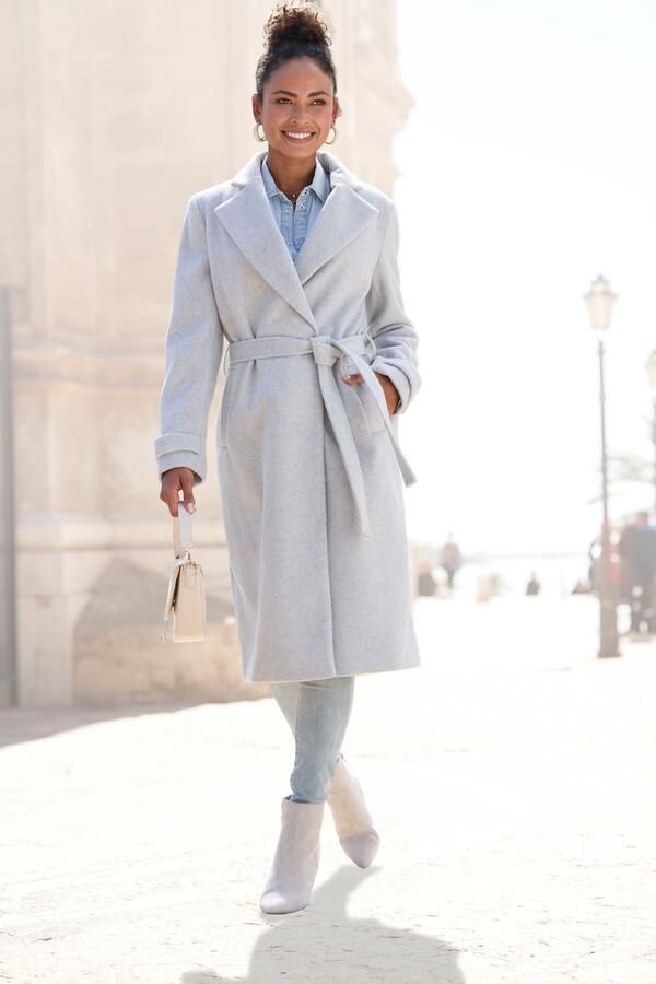 Lascana Lange jas met reverskraag elegante damesjas (Met een bindceintuur) - Foto 8