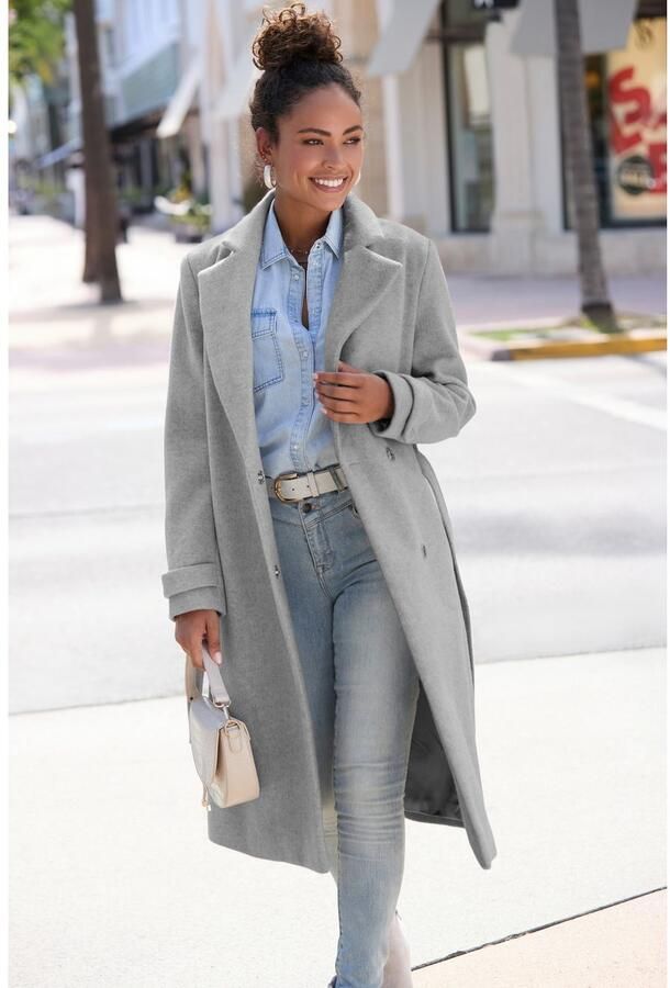 Lascana Lange jas met reverskraag elegante damesjas (Met een bindceintuur) - Foto 4