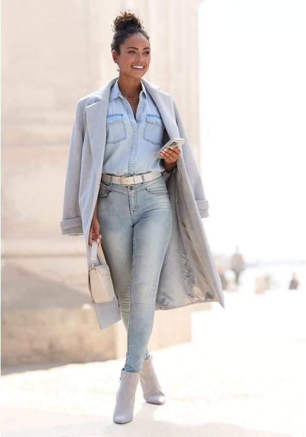 Lascana Lange jas met reverskraag elegante damesjas (Met een bindceintuur) - Foto 3