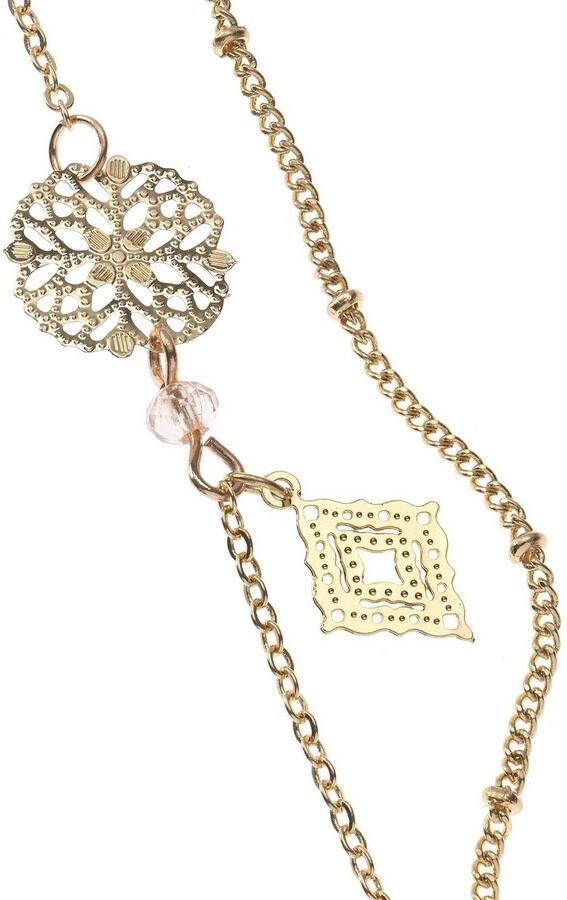 Lascana Lange ketting Laag halsketting 2 rijen met kunstveren meerlagige halsketting halsjuweel - Foto 4