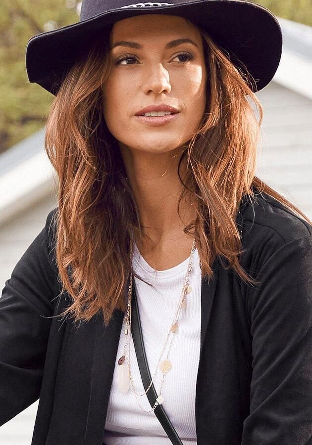 Lascana Lange ketting Laag halsketting 2 rijen met kunstveren meerlagige halsketting halsjuweel - Foto 2