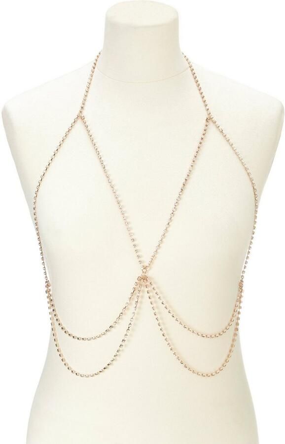 Lascana Lange ketting met strass lichaamsketting kettingriem bikiniketting halsketting - Foto 2