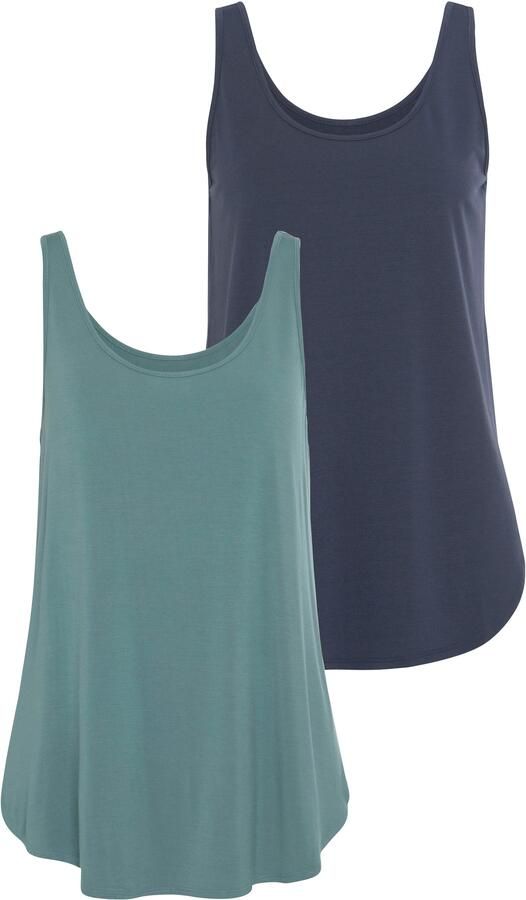 Lascana Lange top Met afgeronde zoom van zachte viscose-stretch (2-delig Set van 2) - Foto 6