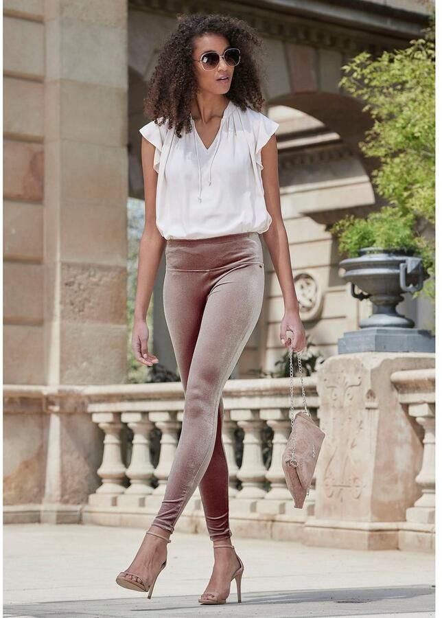 Lascana Legging in zachte elastische velourslook
