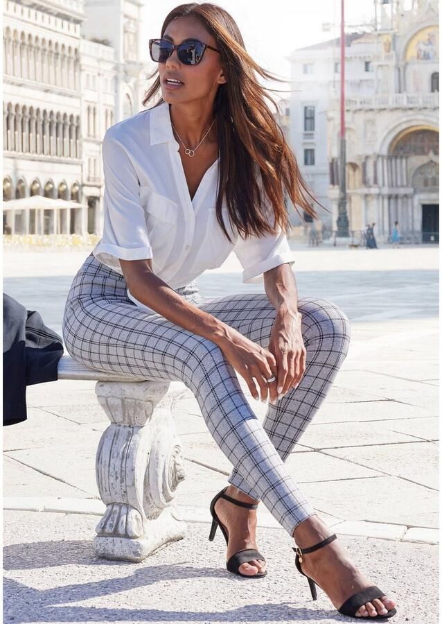 Lascana Legging met ingestrikt ruitpatroon - Foto 3